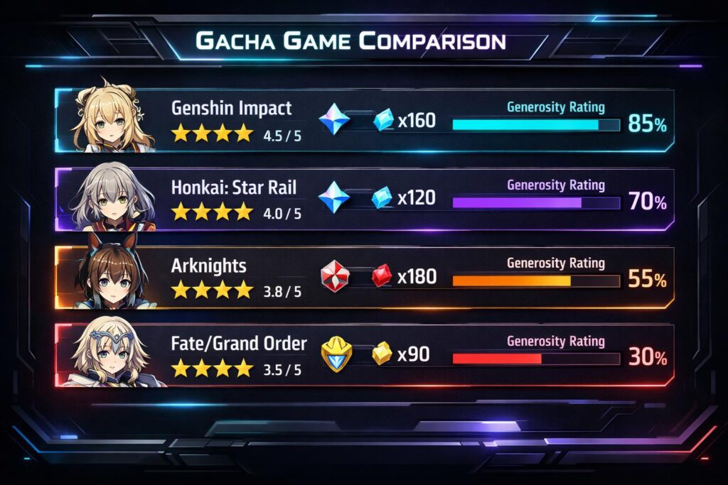 gacha games comparison