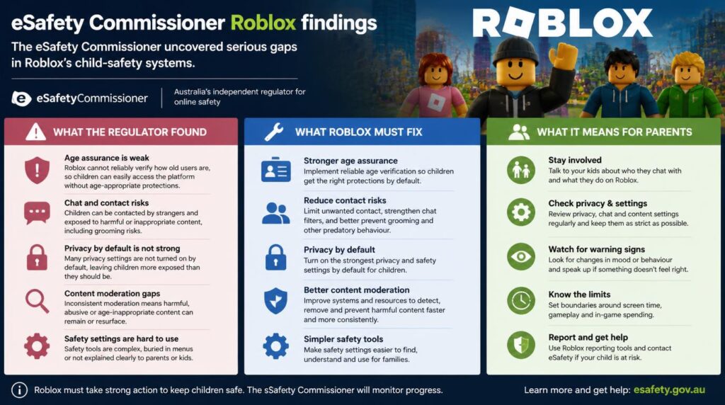eSafety Commissioner Roblox findings and child safety requirements