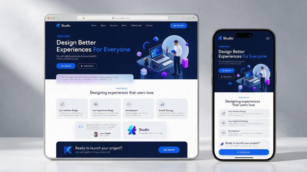 Website redesign agency comparing old and new website designs